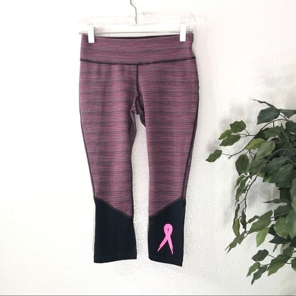 Ideology Striped Breast Cancer Cropped Leggings - Picture 1 of 7